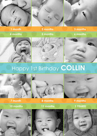 Green and Blue 1st Birthday Collage